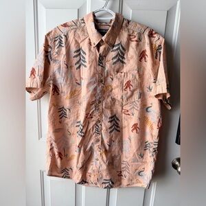 Bigfoot Sasquatch Forest Shirt Eddie Bauer Mens L Camping Outdoor Button Up